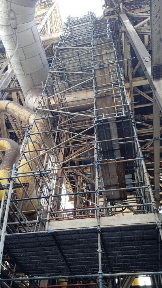 Boiler scaffolding during a shutdown