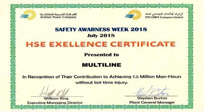 HSE Excellence Certificate